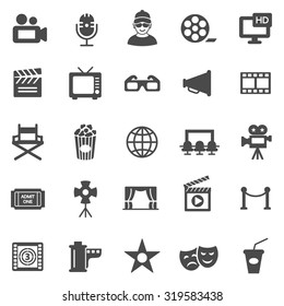 Movie black icons set.Vector