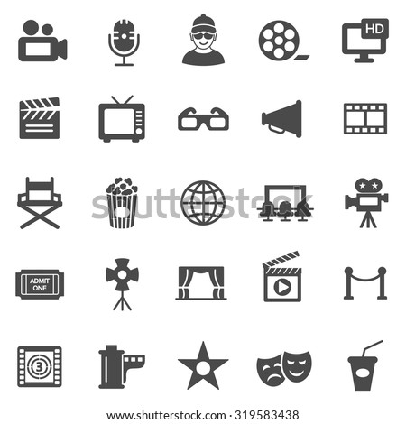 Movie black icons set.Vector