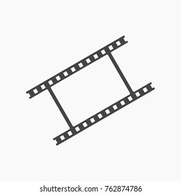 Movie button vector icon on trendy light grey background.
