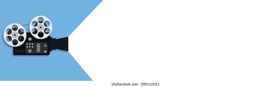 Movie camera. Cinema background or banner. Movie time. Movie ticket. Vector