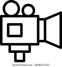 Movie camera cinema icon with black outline style. camera, movie, film, cinema, background, video, old. Vector Illustration