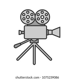 Movie Camera Color Icon. Cine Camera. Isolated Vector Illustration