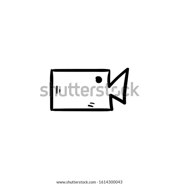 Movie Camera Doodle Icon Vector Hand Stock Vector (Royalty Free) 1614300043