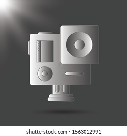 Movie camera and film modern retro vintage poster background vector illustration