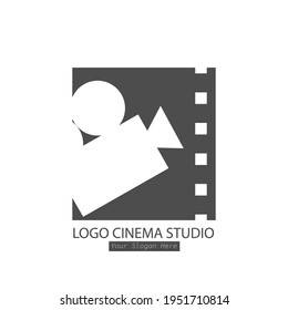 Movie camera and film. Vector illustration for a logo, sticker, or brand. Flat style