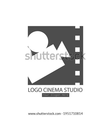 Movie camera and film. Vector illustration for a logo, sticker, or brand. Flat style Stockfoto © 