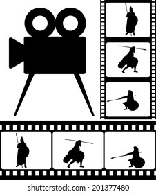 movie camera and films. vector illustration