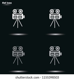 Movie camera flat grayscale vector icon.