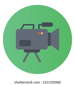 Movie camera, flat rounded vector icon.