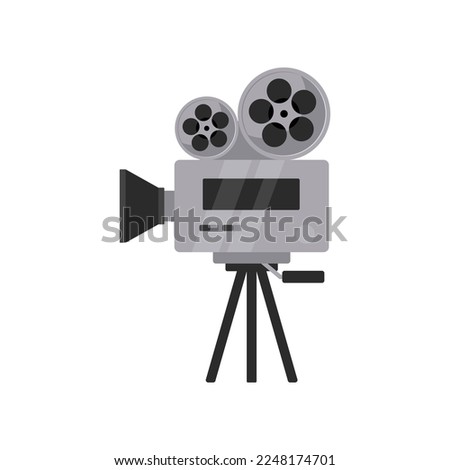 Movie camera flat vector illustration. Cinema element, camera on white background. Movie or film industry, cinematography concept