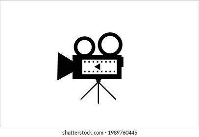 Movie camera and frame icon isolated on white background