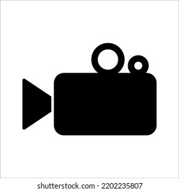 Cámara de cine e icono de cuadro aislado en fondo blanco