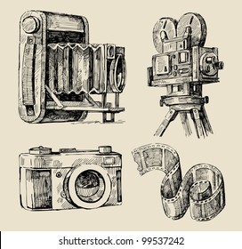 movie camera hand drawn