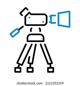 Movie Camera Icon. Editable Bold Outline With Color Fill Design. Vector Illustration.
