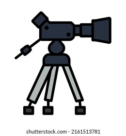 Movie Camera Icon. Bearbeitbare, fette Rahmenlinie mit Farbfülldesign. Vektorgrafik.