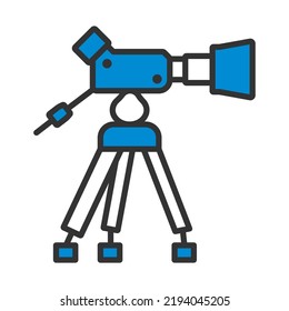 Movie Camera Icon. Editable Bold Outline With Color Fill Design. Vector Illustration.