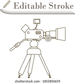 Movie Camera Icon. Editable Stroke Simple Design. Vector Illustration.