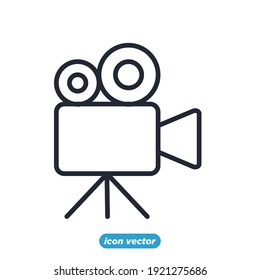 movie camera icon. Entertainment symbol template for graphic and web design collection logo vector illustration