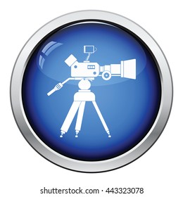 Movie camera icon. Glossy button design. Vector illustration.