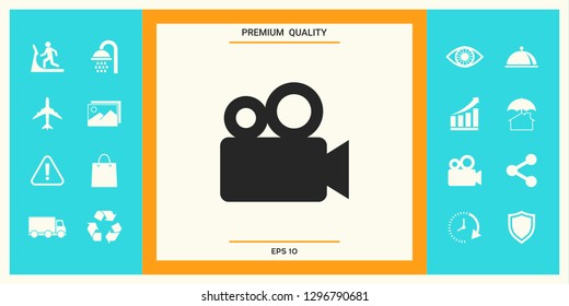 Movie camera icon. Graphic elements for your design
