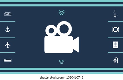 Movie camera icon. Graphic elements for your design