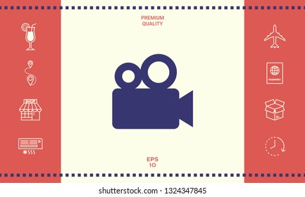 Movie camera icon. Graphic elements for your design