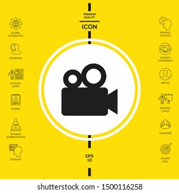Movie camera icon. Graphic elements for your design