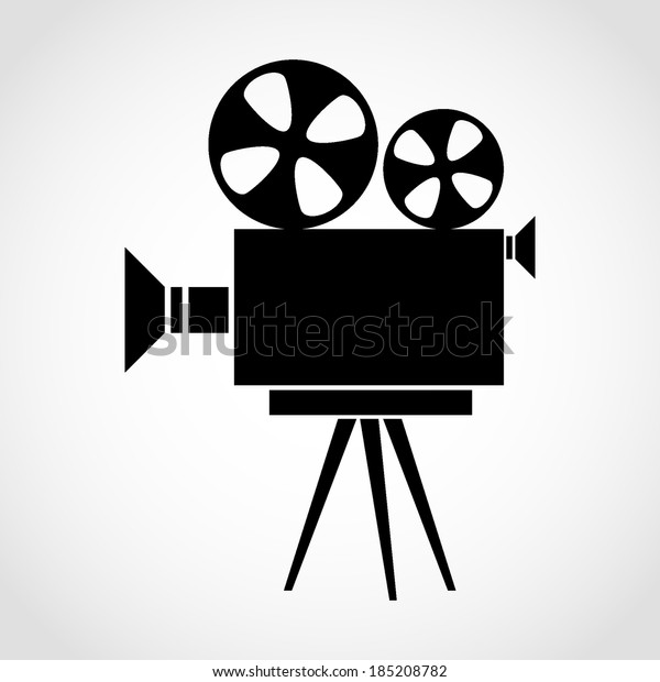 Movie Camera\
Icon Isolated on White\
Background