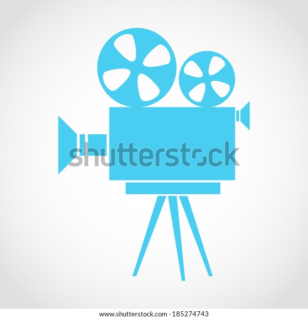 Movie Camera\
Icon Isolated on White\
Background