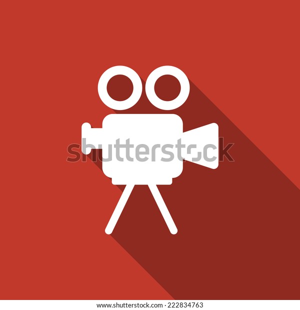 movie camera icon with long\
shadow