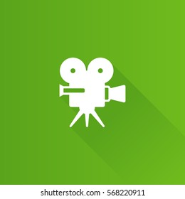 Movie camera icon in Metro user interface color style. Technology entertainment cinema recording