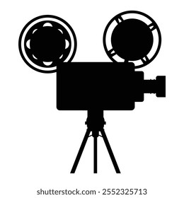 Movie Camera Icon on White Background for Filmmaking