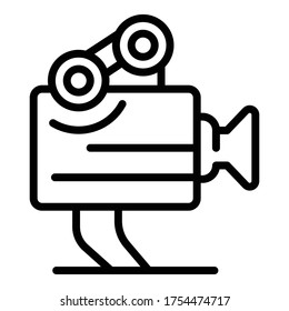 Movie camera icon. Outline movie camera vector icon for web design isolated on white background