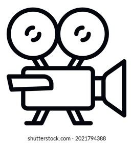 Movie camera icon. Outline Movie camera vector icon for web design isolated on white background