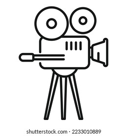 Movie camera icon outline vector. Film cinema. Strip festival