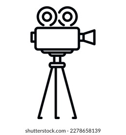 Movie camera icon outline vector. Video film. Motion edit