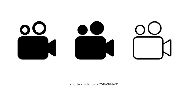 Movie camera icon set. Cinema video sign symbol