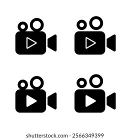 Movie camera icon set in generic design. Video cinema sign symbol