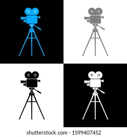 Movie camera icon set, vector illustration