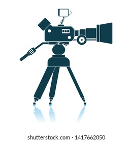 Icono de cámara de película. Diseño de reflexión de sombra. Ilustración vectorial.