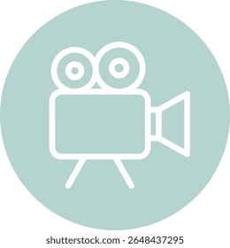 Movie Camera Icon with Soft Mint Circle Background