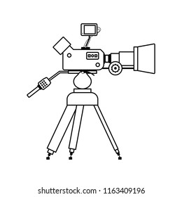 Movie camera icon. Thin line design. Vector illustration.