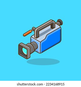 movie camera illustration in cartoon style on isolated background. camera video icon concept