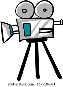 Câmera de filme, ilustração, vetor sobre fundo branco.