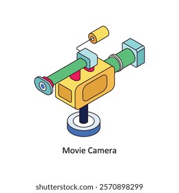 Movie Camera isometric Colored illustration. EPS File stock illustration