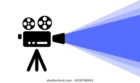 Movie camera light background. Camera mockup. Flat style. Vector icons