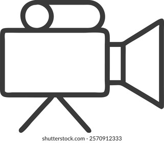 movie camera line art  vector on white background