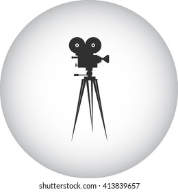 Movie camera on stand sign simple icon on  background