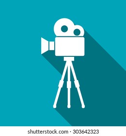 Movie camera on tripod icon