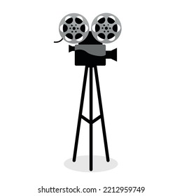 Movie camera on a tripod, illustration, vector